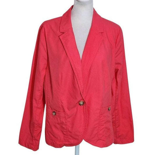 Liz Claiborne Coral Pink Blazer Size Large Petite Pink Blazer