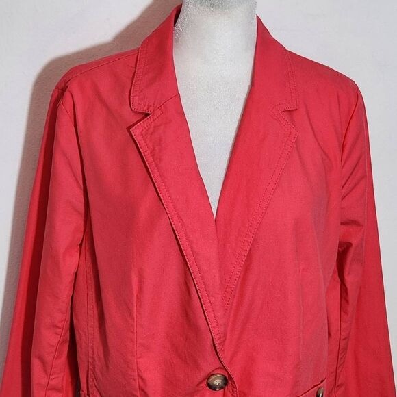 Liz Claiborne Coral Pink Blazer Size Large Petite Pink Blazer