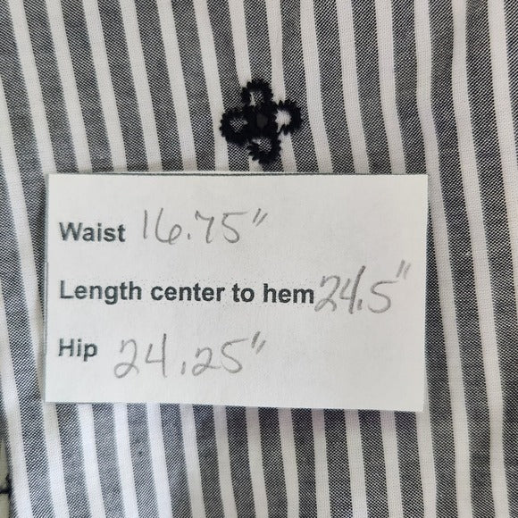 Talbots Black Embroidered Full Skirt Size 14W Black Striped Cotton Skirt