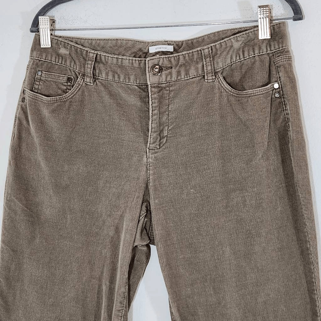 Liz Claiborne Taupe Brown Bootlegg Corduroy Pants Size 10 Petite Brown Corduroys