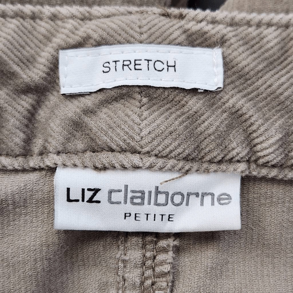 Liz Claiborne Taupe Brown Bootlegg Corduroy Pants Size 10 Petite Brown Corduroys