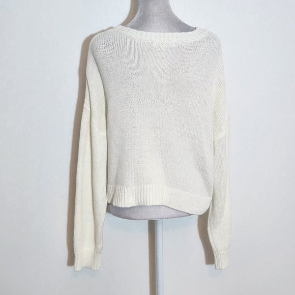 Grayson Threads USA Cream Knit Cropped Sweater Size Large Cream USA Sweater