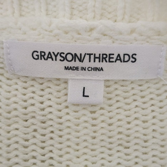 Grayson Threads USA Cream Knit Cropped Sweater Size Large Cream USA Sweater