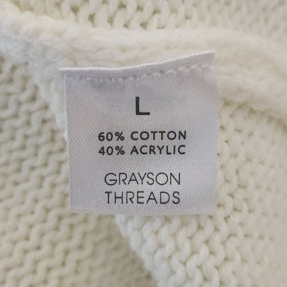 Grayson Threads USA Cream Knit Cropped Sweater Size Large Cream USA Sweater