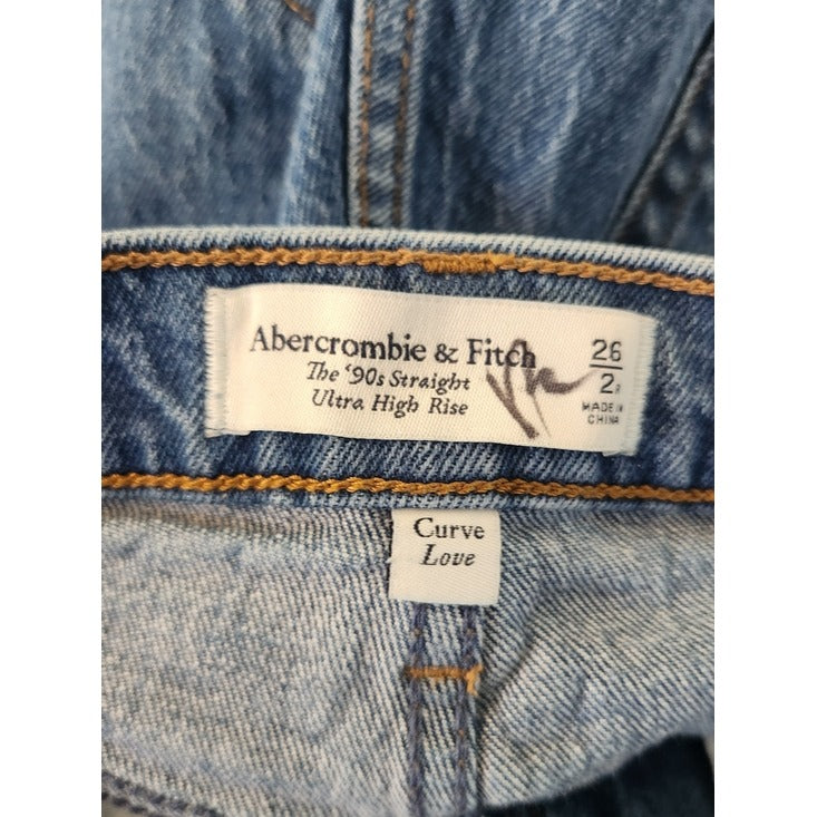 Abercrombie & Fitch Medium Wash 90s Straight Ultra High Rise Jeans Size 26/2