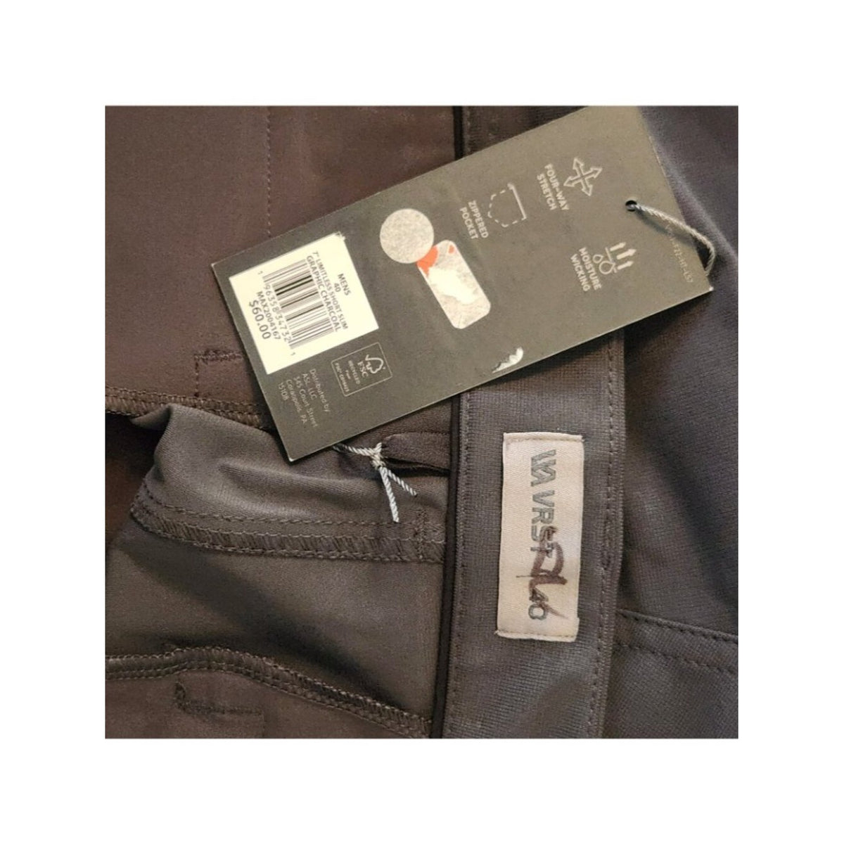 VRST Charcoal Gray Slim Fit 7 Inch Performance Shorts NWT Size 40