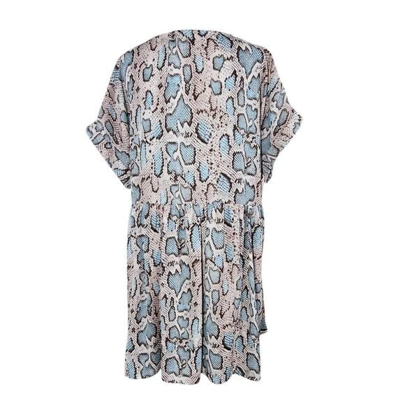 Altar'd State Oversized Pink and Blue Snakeskin Print Mini Dress Size Large