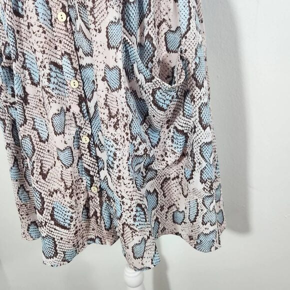 Altar'd State Oversized Pink and Blue Snakeskin Print Mini Dress Size Large