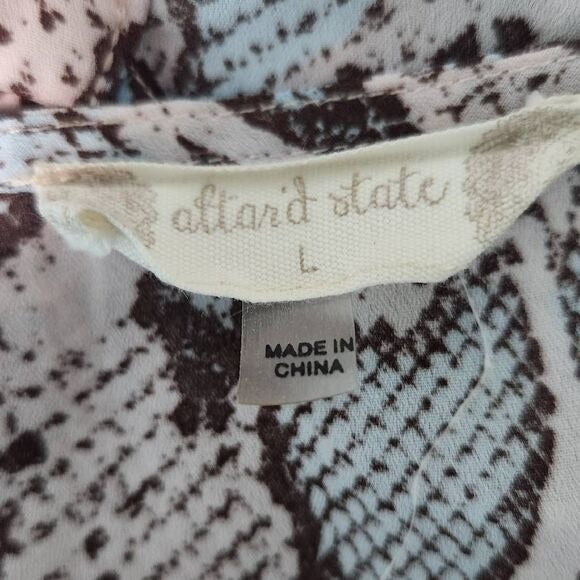 Altar'd State Oversized Pink and Blue Snakeskin Print Mini Dress Size Large