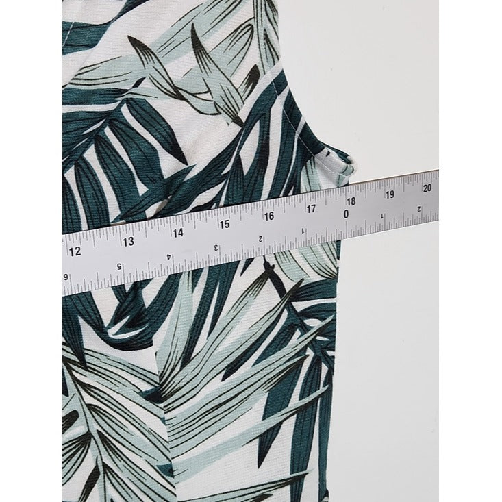 H&M Green and White Palm Print Sleeveless Mini Dress Size Large