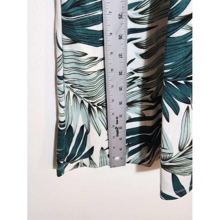 H&M Green and White Palm Print Sleeveless Mini Dress Size Large