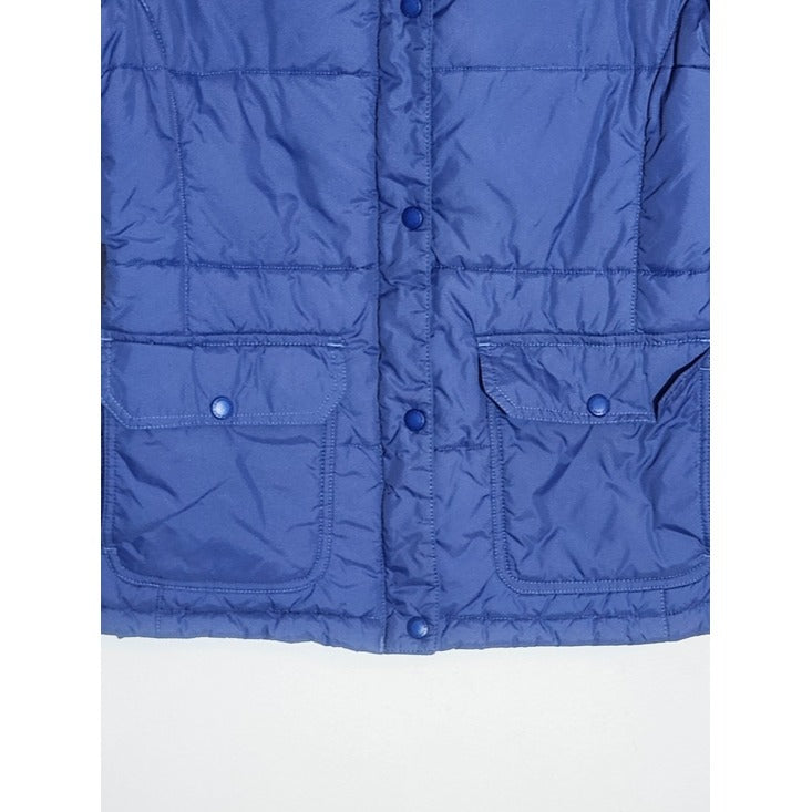 Lands’ End Womens Blue Puffer Jacket with Sherpa Collar Size Medium 10-12