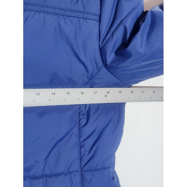 Lands’ End Womens Blue Puffer Jacket with Sherpa Collar Size Medium 10-12