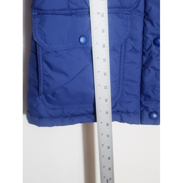 Lands’ End Womens Blue Puffer Jacket with Sherpa Collar Size Medium 10-12