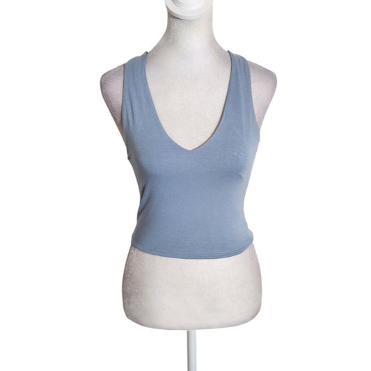 Lulus Blue Sleeveless V-Neck Cropped Tank Top Size Small NWT