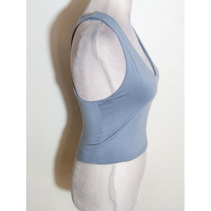 Lulus Blue Sleeveless V-Neck Cropped Tank Top Size Small NWT