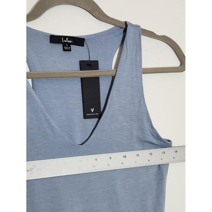 Lulus Blue Sleeveless V-Neck Cropped Tank Top Size Small NWT