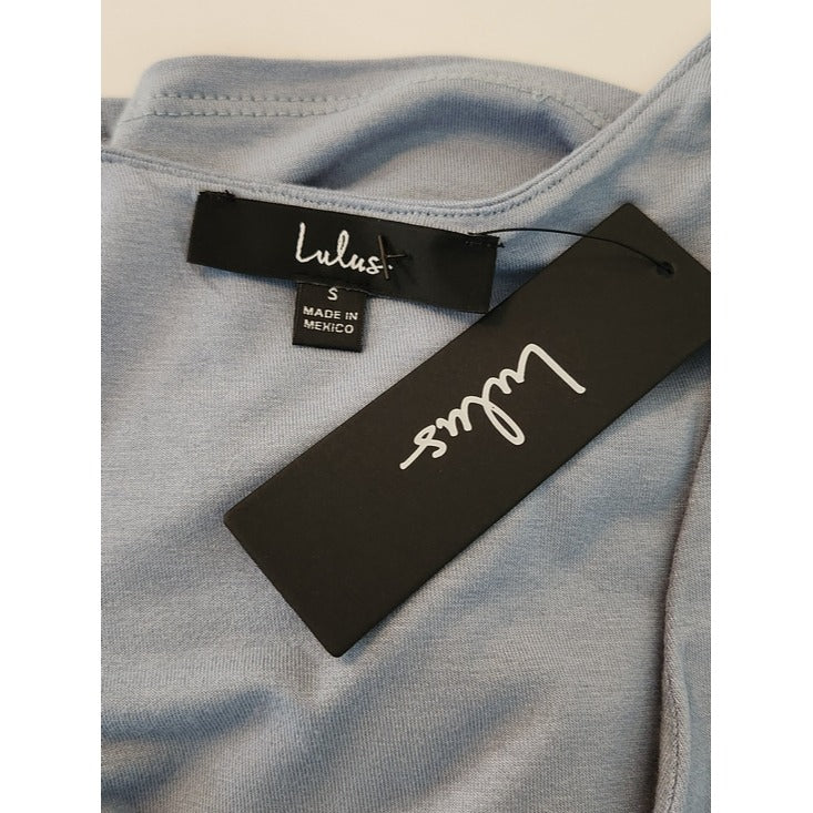 Lulus Blue Sleeveless V-Neck Cropped Tank Top Size Small NWT
