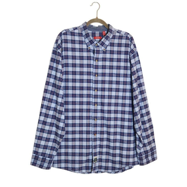 IZOD Men's Blue Plaid Button Down Shirt Size XXL