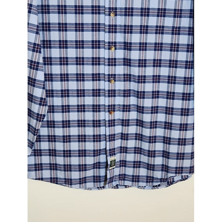 IZOD Men's Blue Plaid Button Down Shirt Size XXL