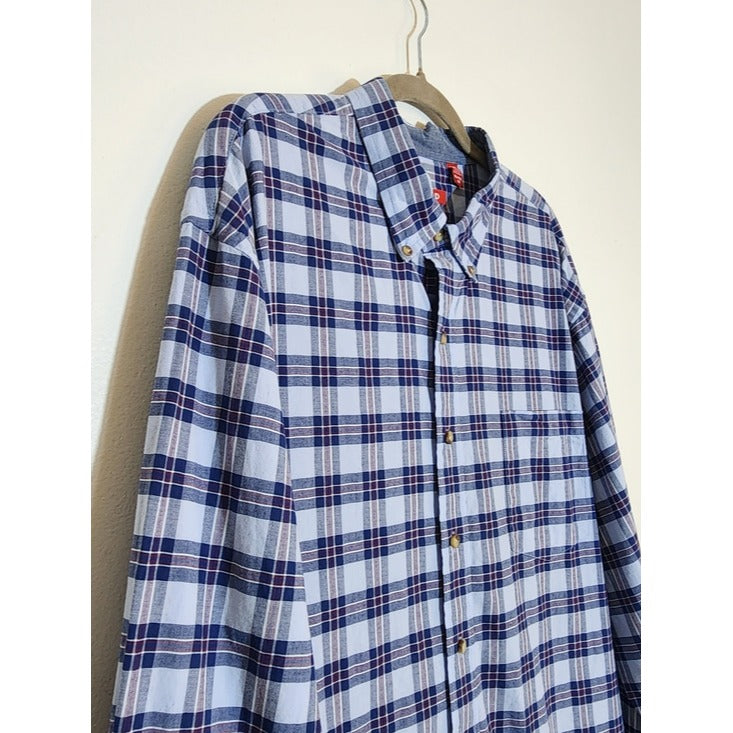 IZOD Men's Blue Plaid Button Down Shirt Size XXL