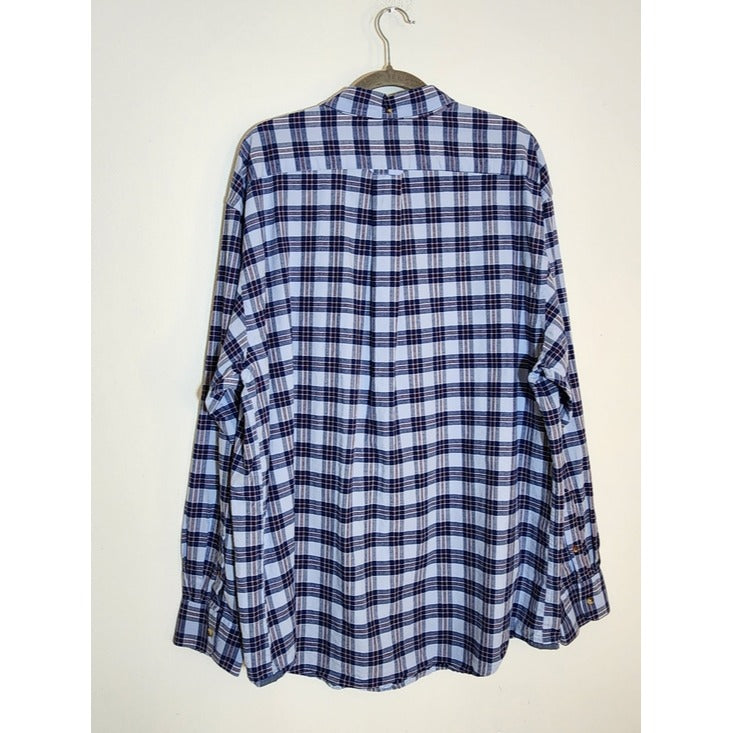 IZOD Men's Blue Plaid Button Down Shirt Size XXL