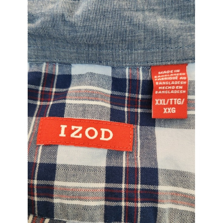 IZOD Men's Blue Plaid Button Down Shirt Size XXL