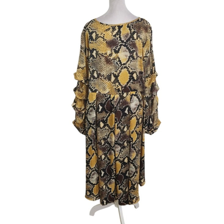 P. Luca Yellow Snakeskin Print High Low Tunic Size XL NWT