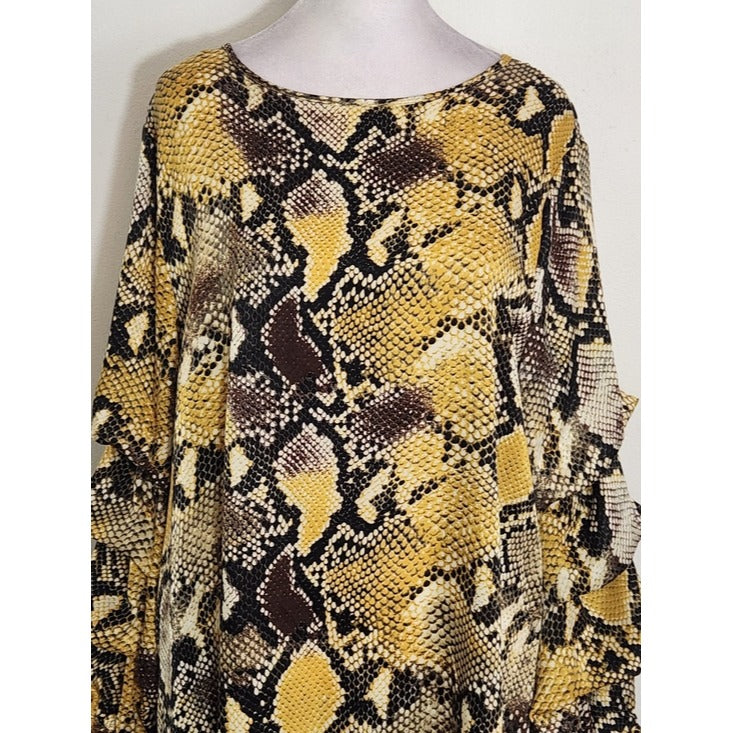 P. Luca Yellow Snakeskin Print High Low Tunic Size XL NWT
