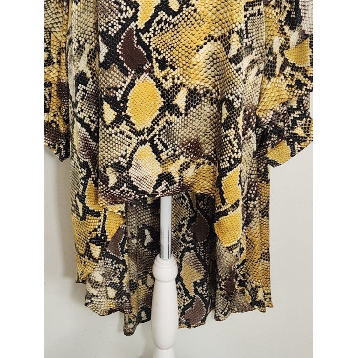 P. Luca Yellow Snakeskin Print High Low Tunic Size XL NWT