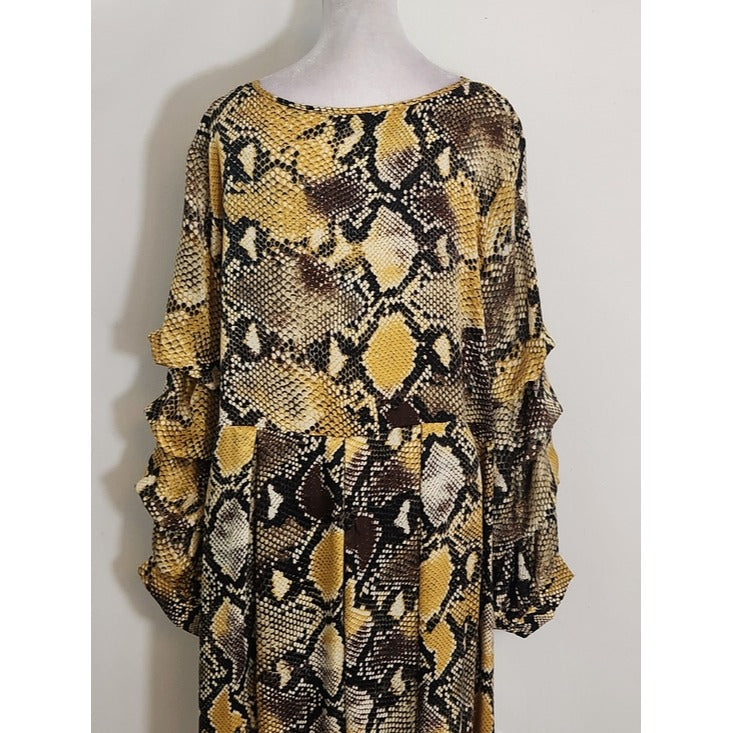 P. Luca Yellow Snakeskin Print High Low Tunic Size XL NWT