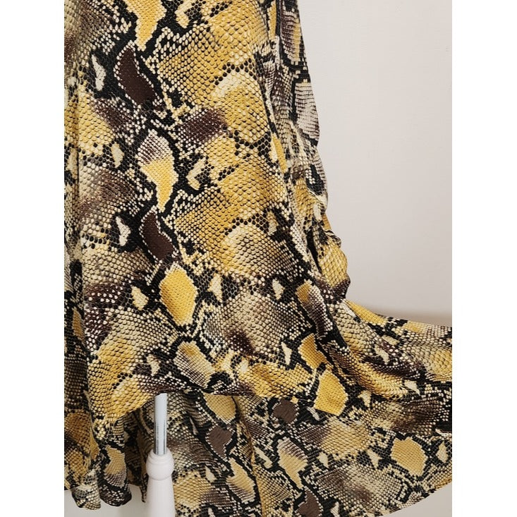 P. Luca Yellow Snakeskin Print High Low Tunic Size XL NWT
