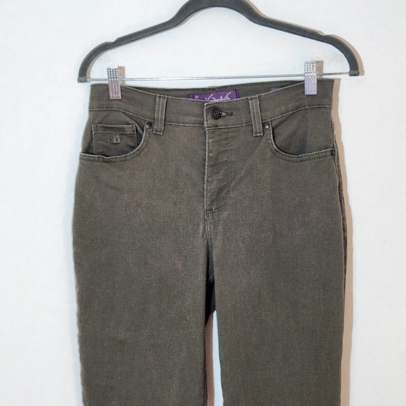 Gloria Vanderbilt Olive Green Denim Straight Leg Jeans Size 4