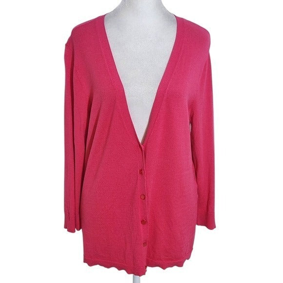 New York and Company Hot Pink Cardigan Sweater Size Large