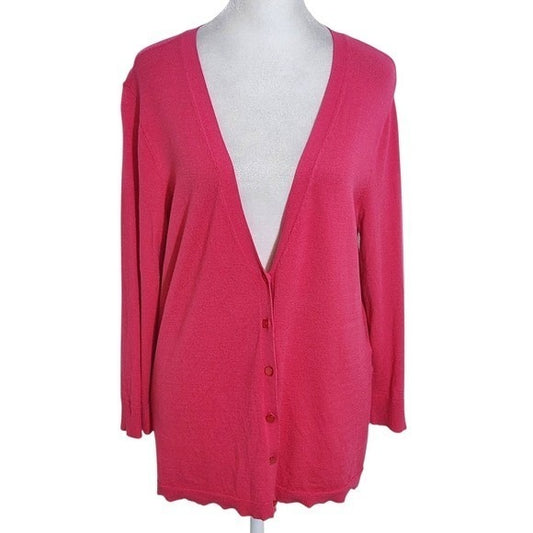 New York and Company Hot Pink Cardigan Sweater Size Large