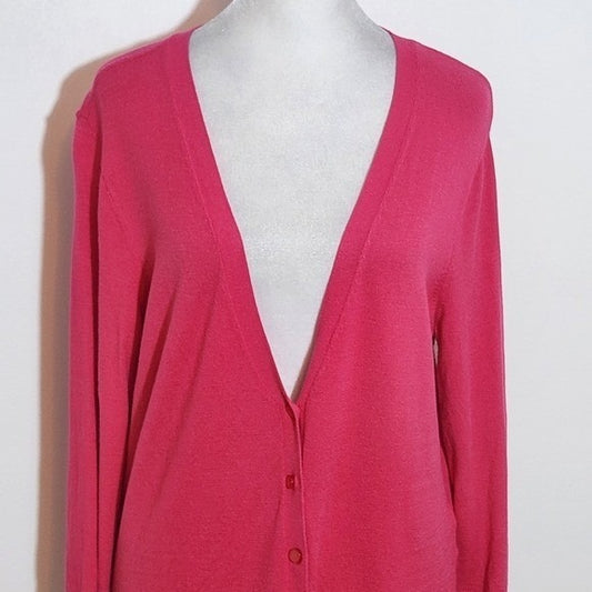 New York and Company Hot Pink Cardigan Sweater Size Large