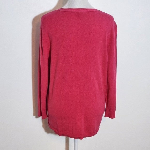 New York and Company Hot Pink Cardigan Sweater Size Large