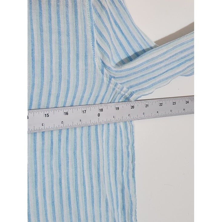 C&C California Blue Striped Linen Button Up Blouse Size Small