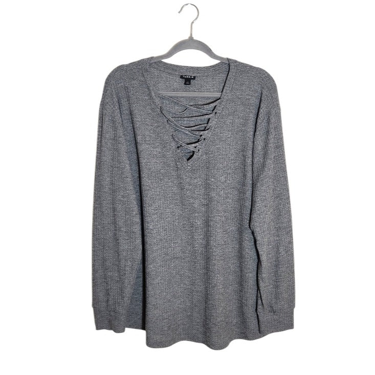Torrid Gray Waffle Knit Long Sleeve Pullover Size 1X