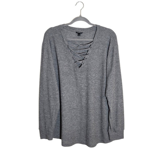 Torrid Gray Waffle Knit Long Sleeve Pullover Size 1X