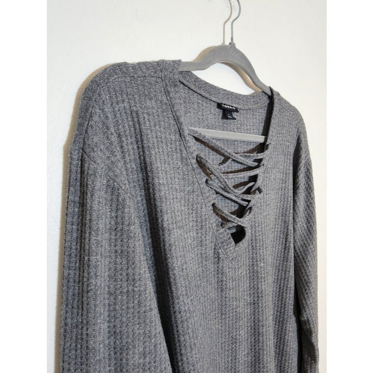 Torrid Gray Waffle Knit Long Sleeve Pullover Size 1X