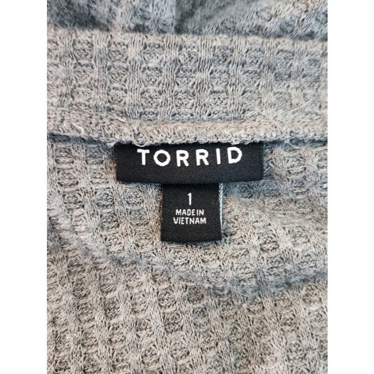 Torrid Gray Waffle Knit Long Sleeve Pullover Size 1X