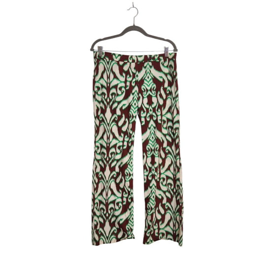 Zara Boho Brown Ikat Print Bootcut Pants Size Medium