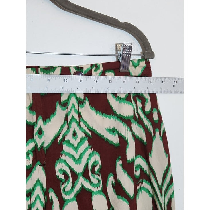 Zara Boho Brown Ikat Print Bootcut Pants Size Medium