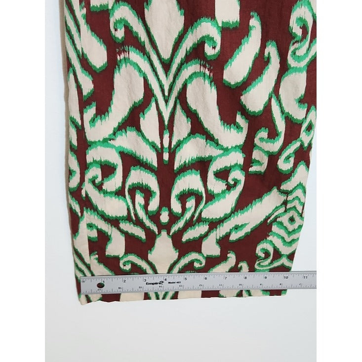 Zara Boho Brown Ikat Print Bootcut Pants Size Medium