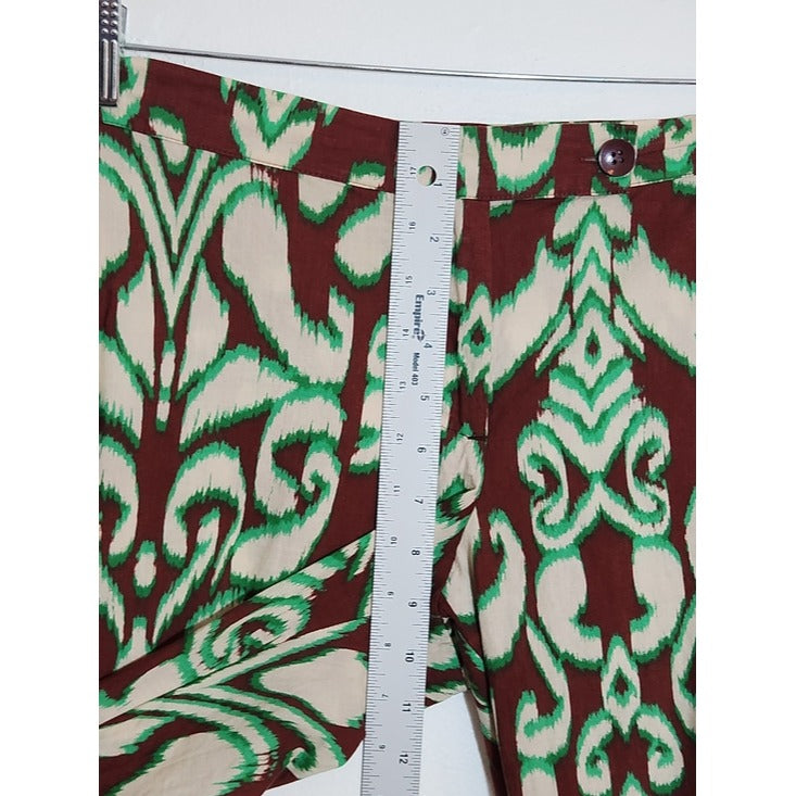 Zara Boho Brown Ikat Print Bootcut Pants Size Medium