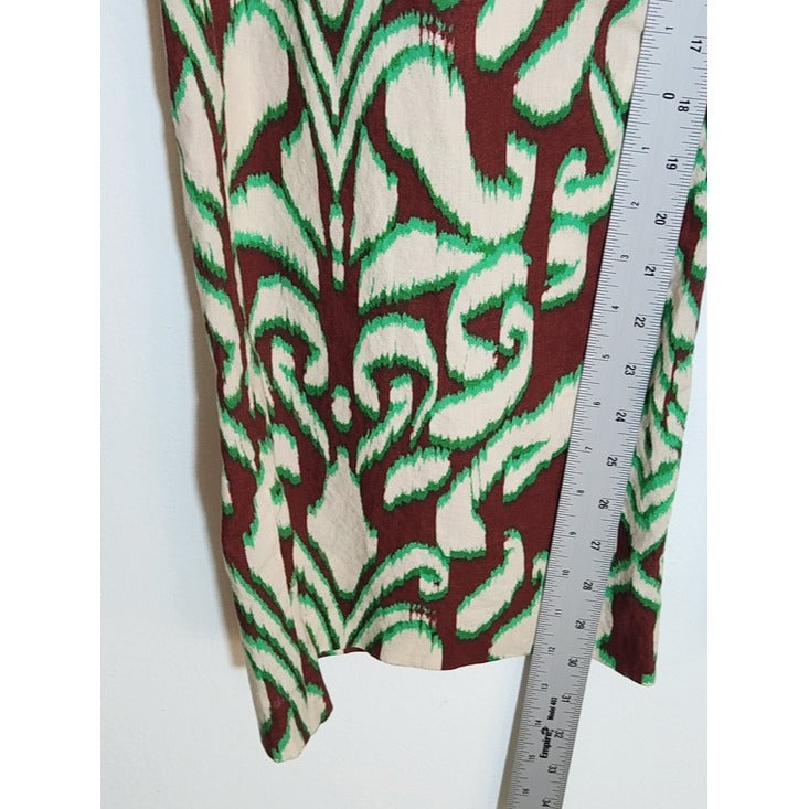 Zara Boho Brown Ikat Print Bootcut Pants Size Medium