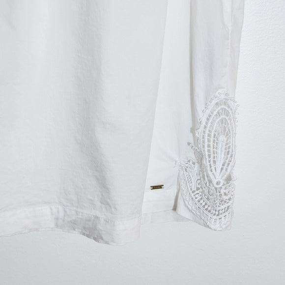 Tommy Hilfiger White V-Neck Crochet Lace Blouse Size Large