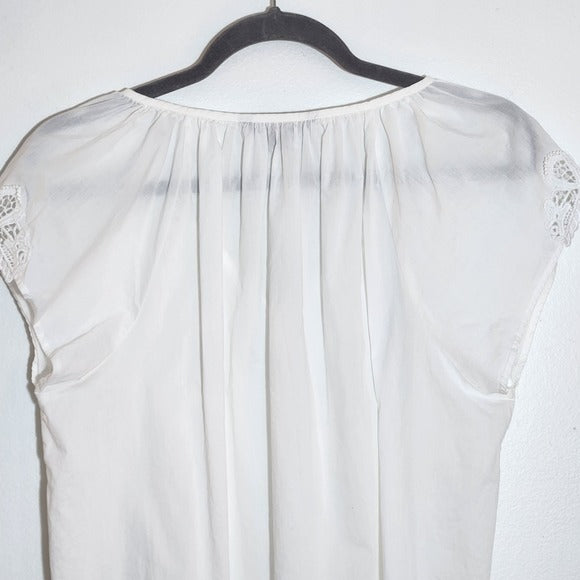 Tommy Hilfiger White V-Neck Crochet Lace Blouse Size Large