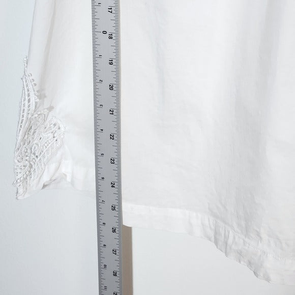 Tommy Hilfiger White V-Neck Crochet Lace Blouse Size Large
